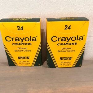 Lot of 2 Vintage Crayola Crayons Binney & Smith Box- 24 Count- Retired Colors